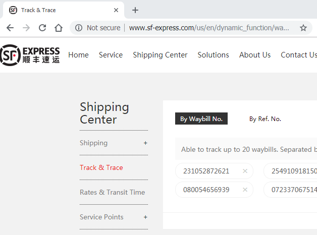 sf express tracking in english